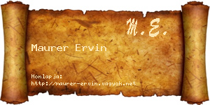 Maurer Ervin névjegykártya